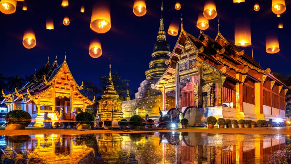 Night scene in Thailand. 