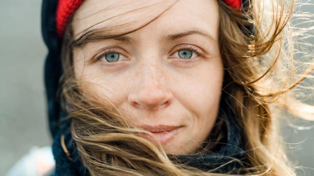 blue eyed woman from Iceland. 