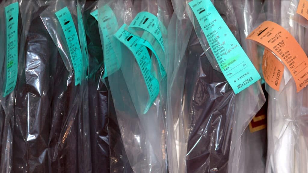 Dry cleaning tags. 