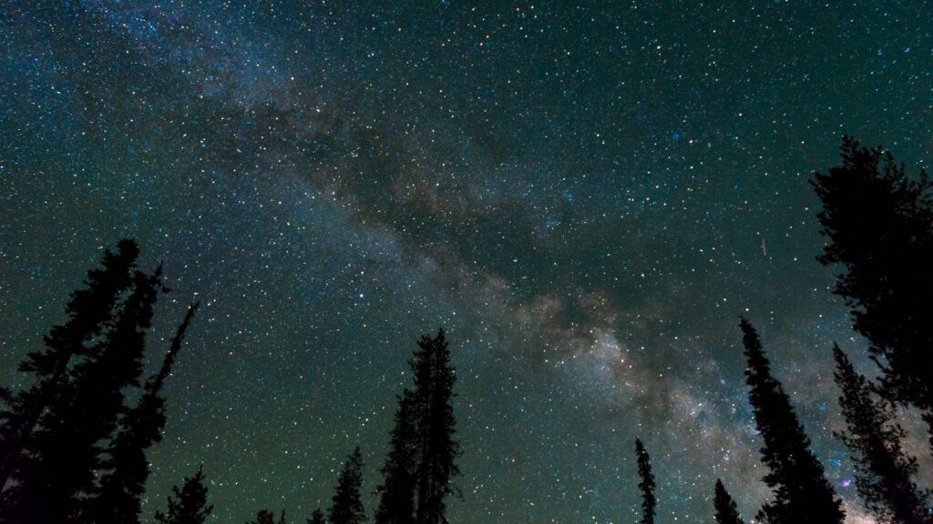 Crater Lake night sky Oregon. 