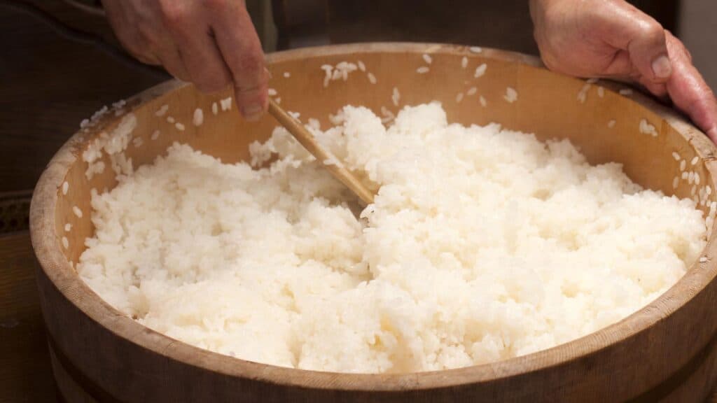 Making sushi rice. 