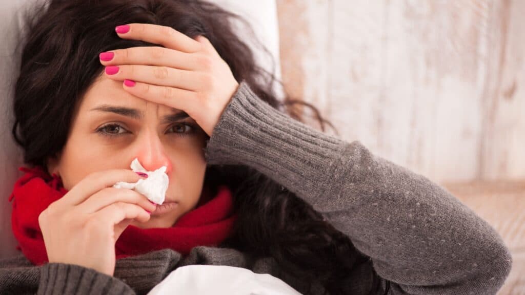 woman with cold and flu.
