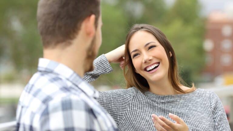 young couple communicating. Talking.