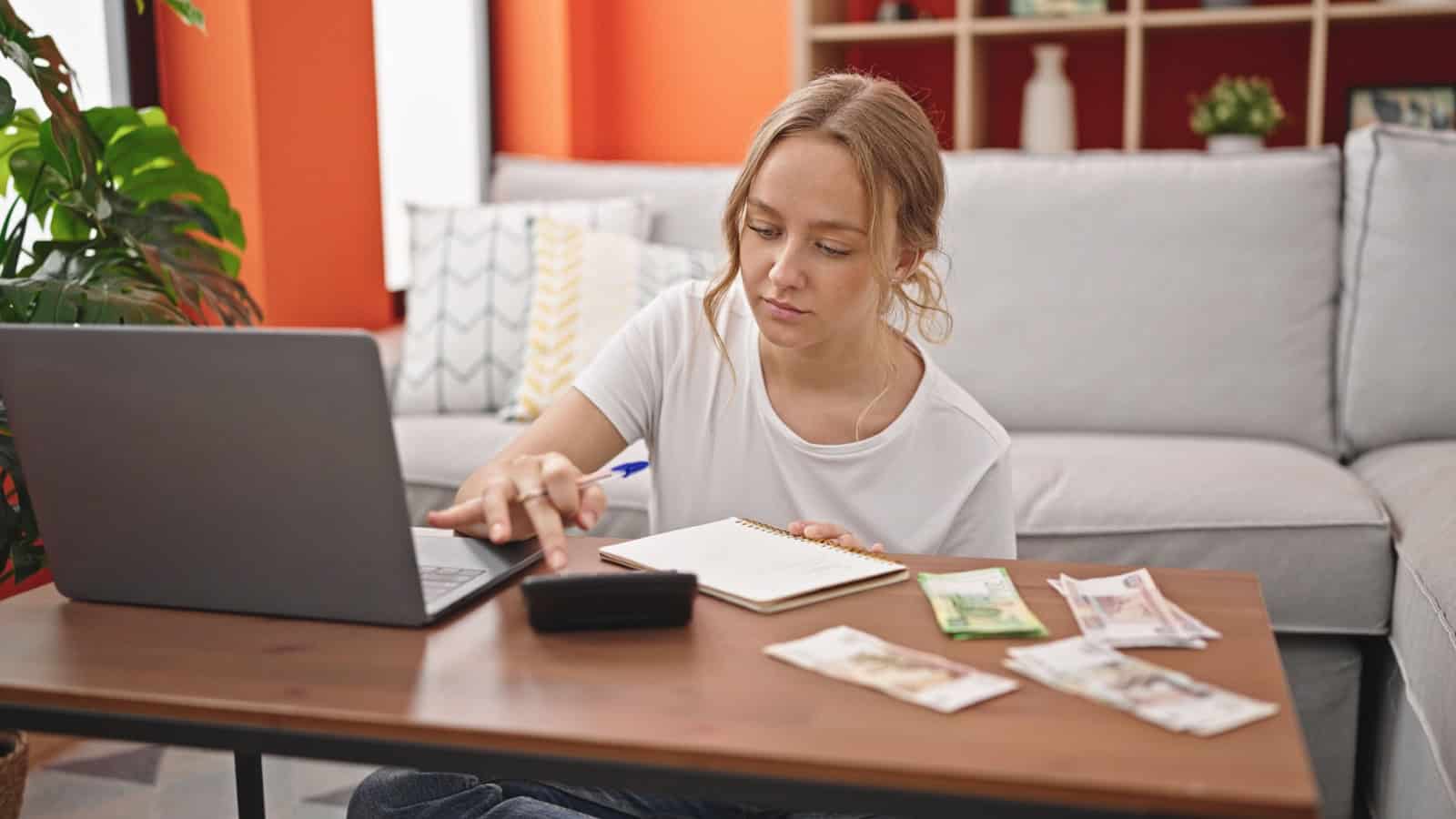 young girl budgeting. 