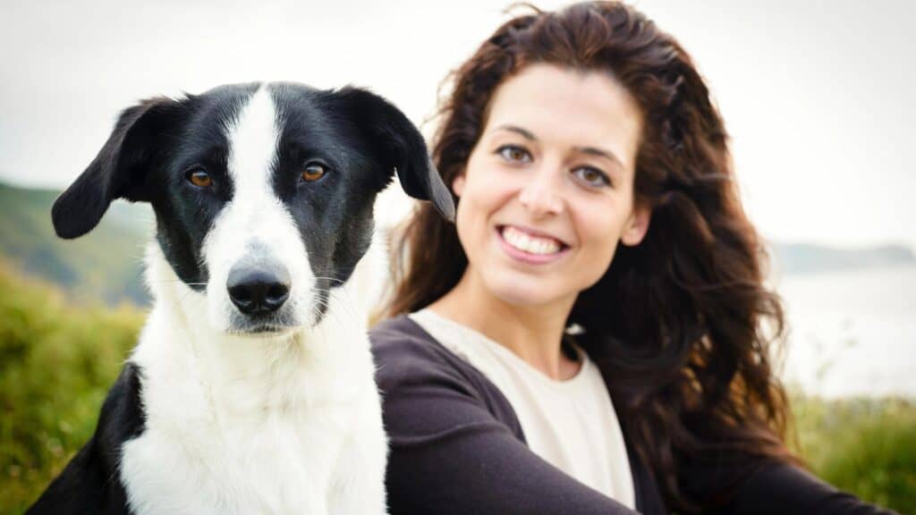 Woman and dog.