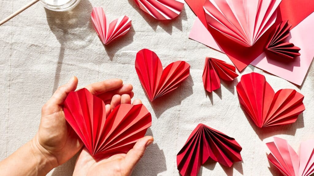 Origami hearts. 