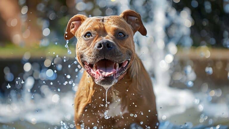 dog splashing in water.