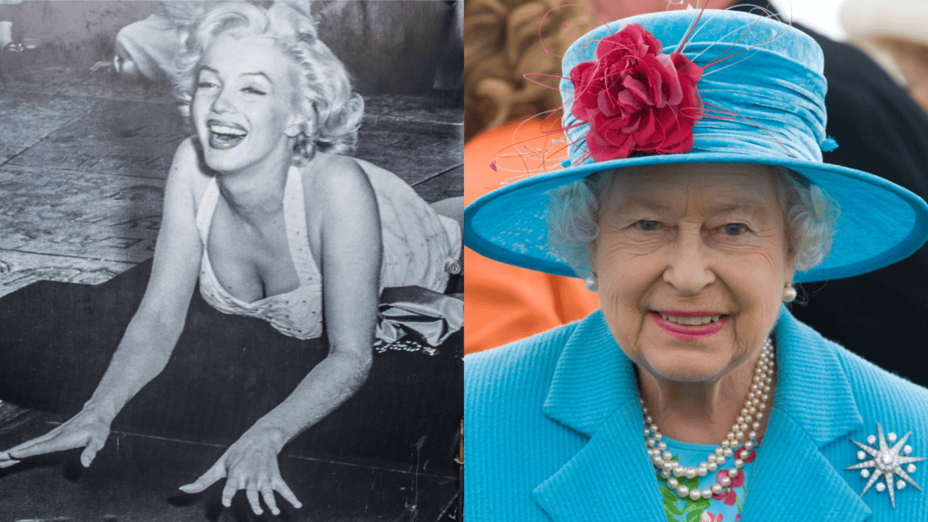 Marilyn Monroe and Queen Elizabeth II.