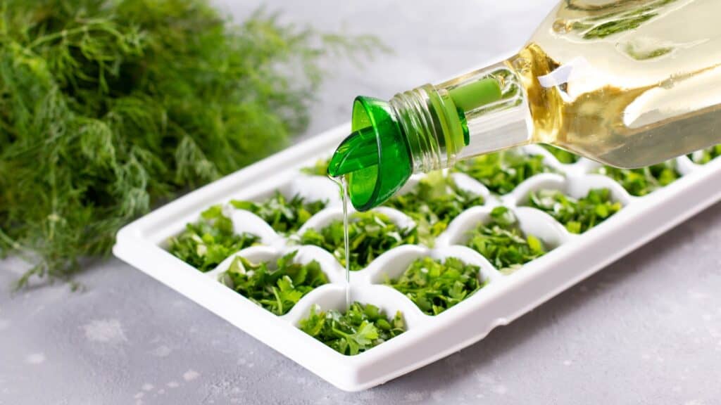 Freezing herbs. 