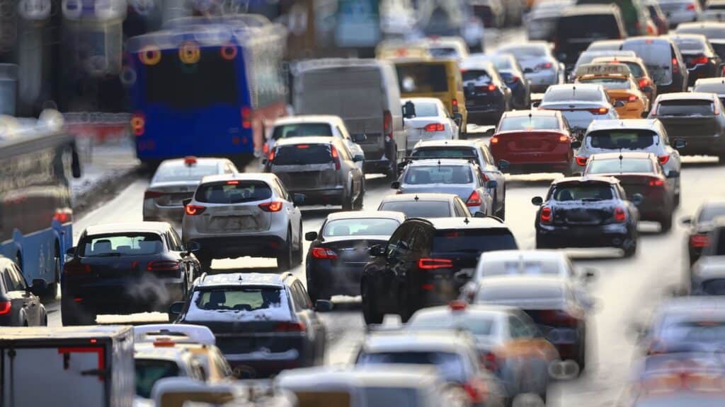 Traffic jam. Cars. Highway.