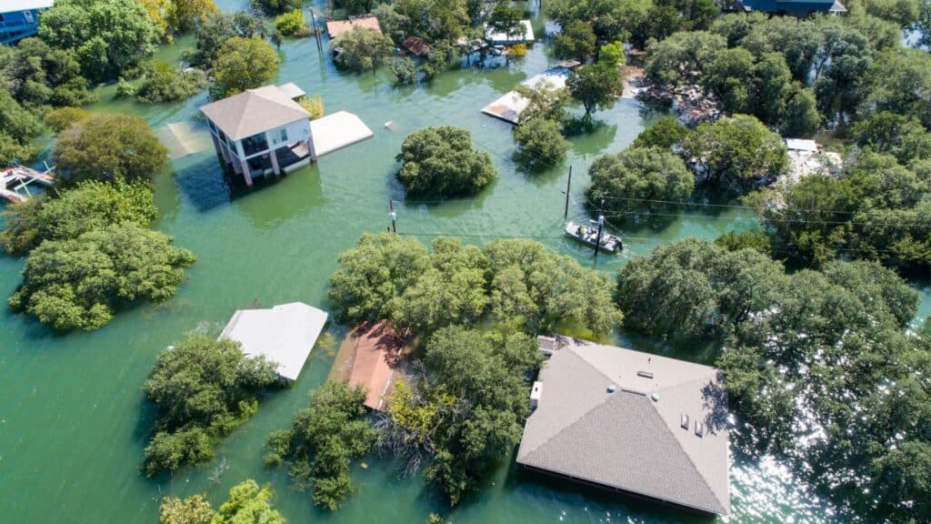 flooded homes. 