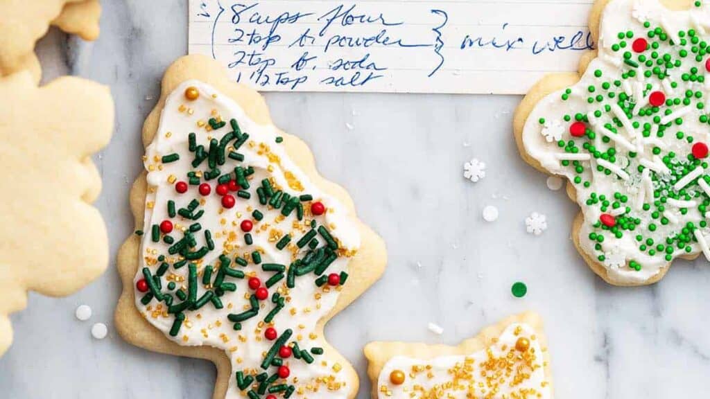 handwritten-christmas-cutout-cookies-recipe-with-vintage-recipe-box-and-cookies.