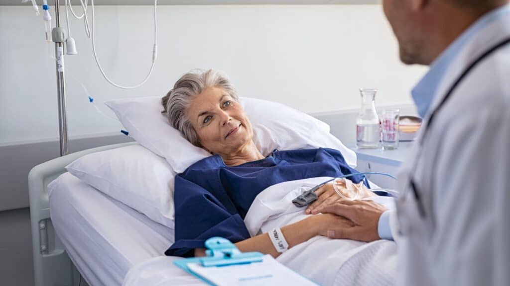 woman in hospital. 