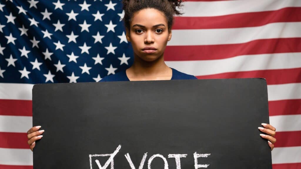 woman voting. 