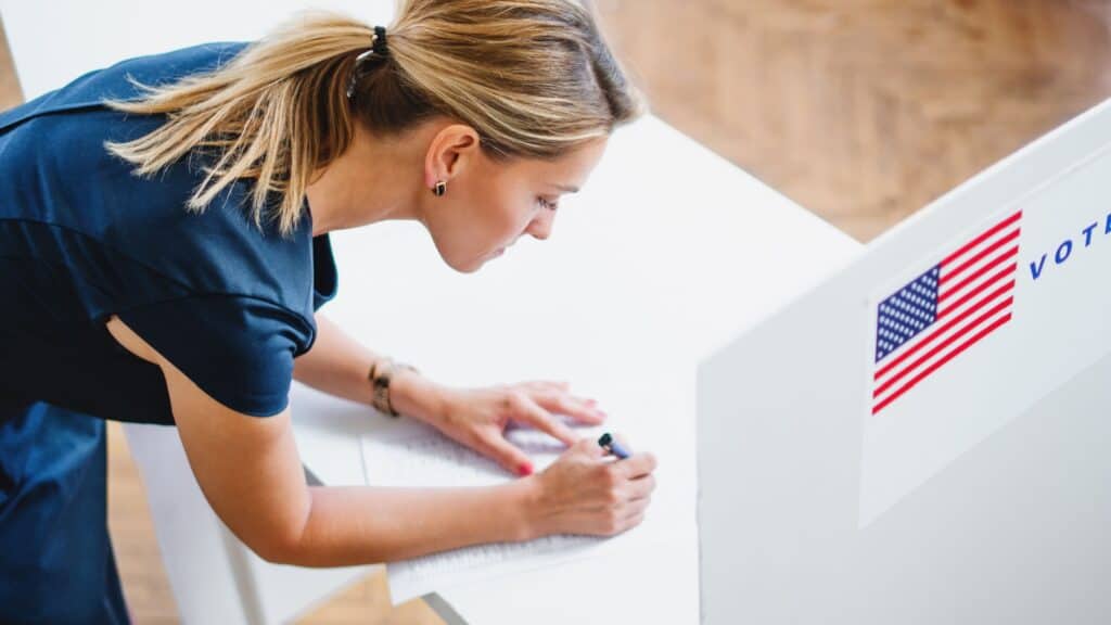 woman voting. 