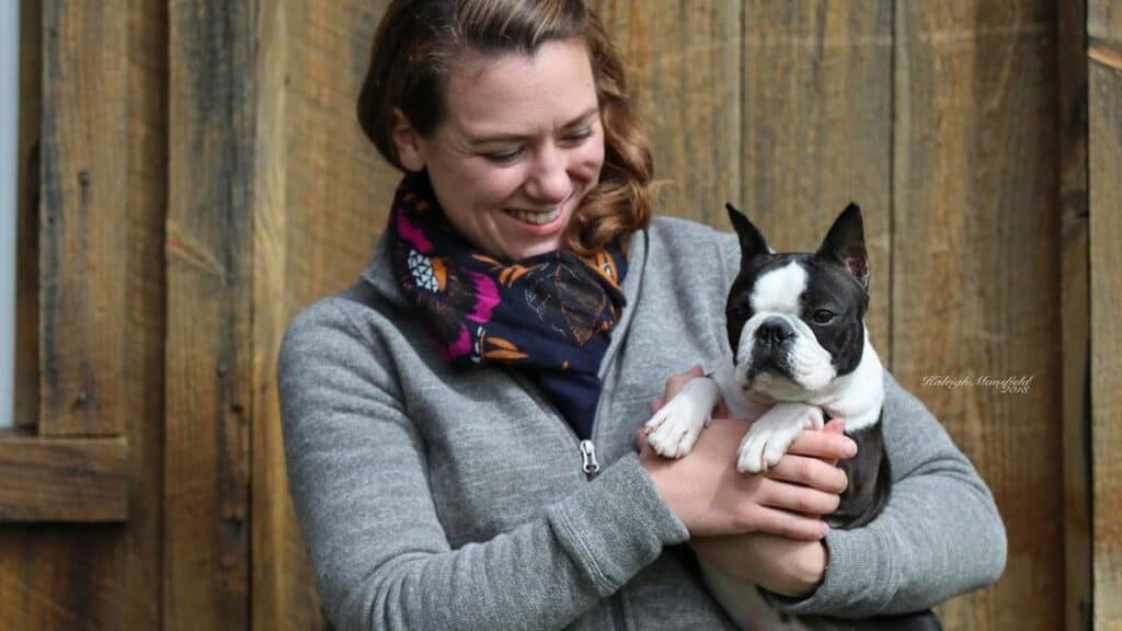 Maryanne Mack DVM with Veronica the Boston terrier.