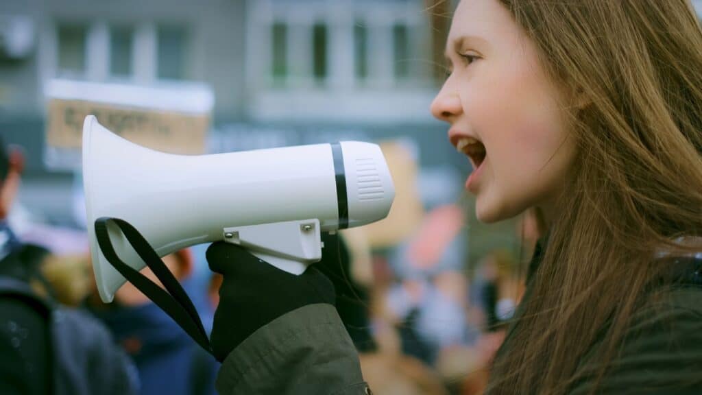 Angry protester. 