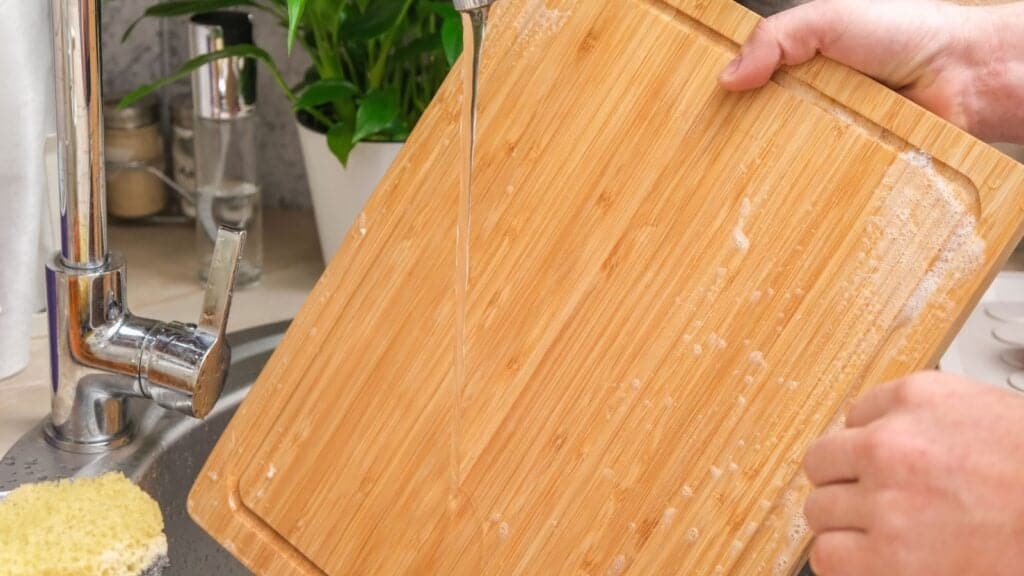 Bamboo cutting board.