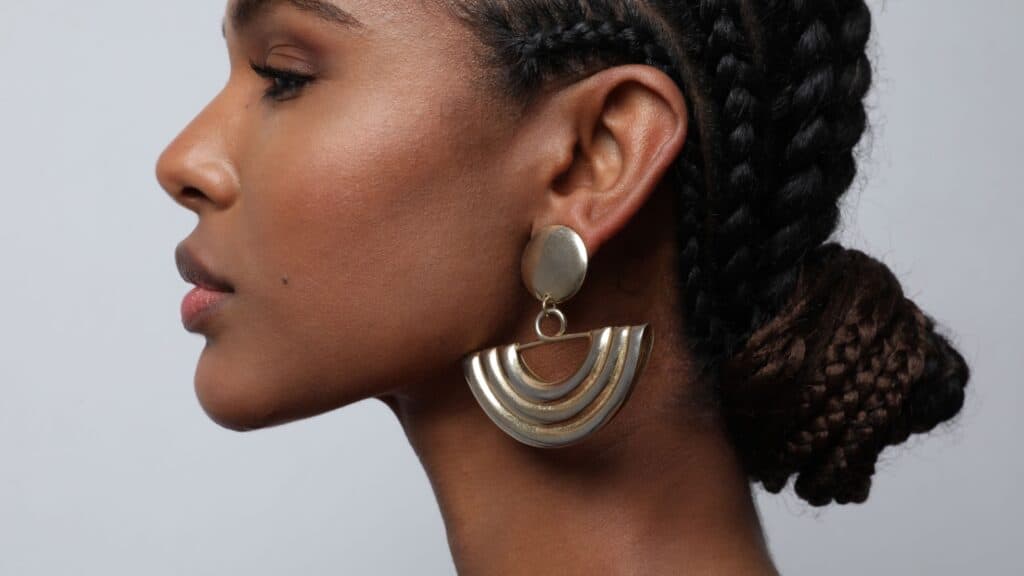 Large earrings. 