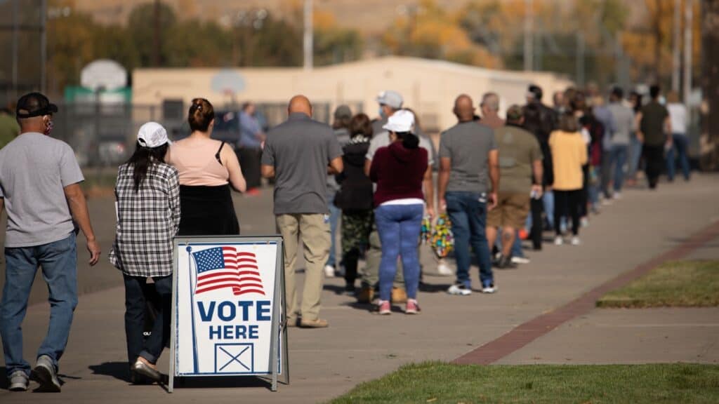 On line to vote. 