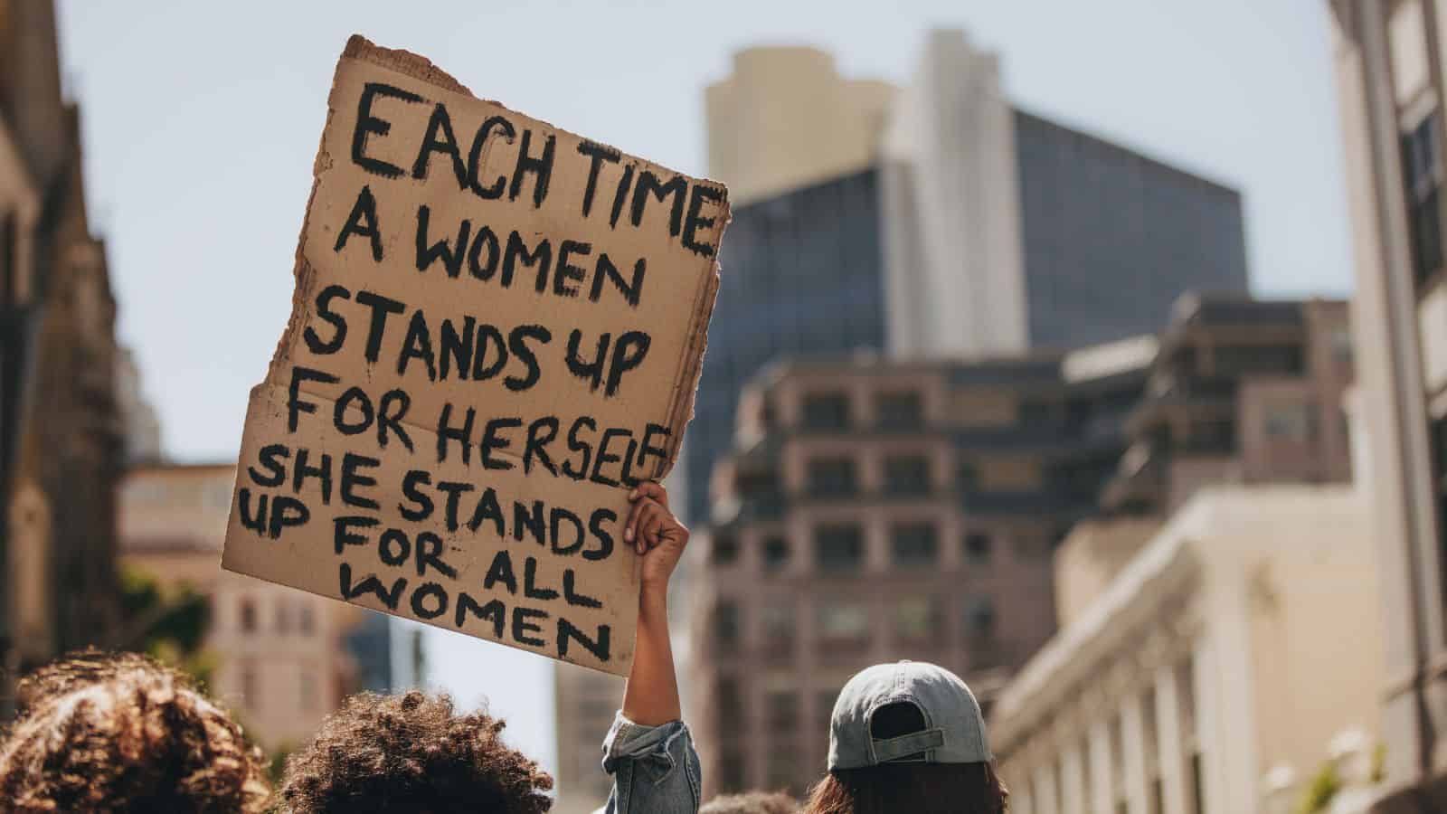 Women protesting. Feminists