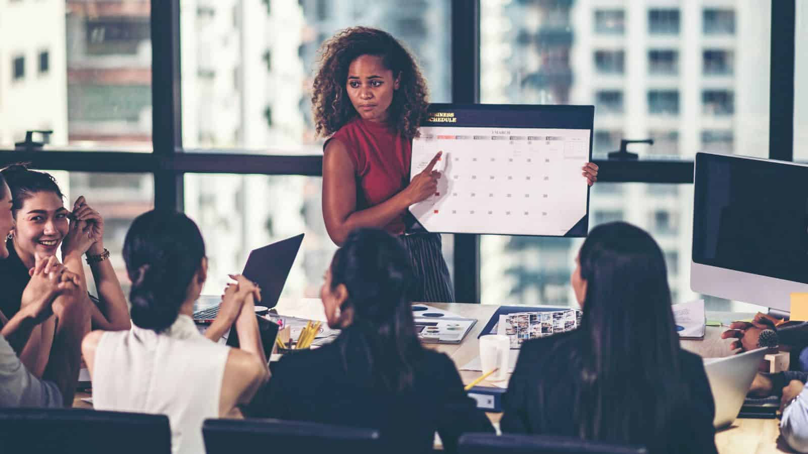 woman in meeting - office - leadership