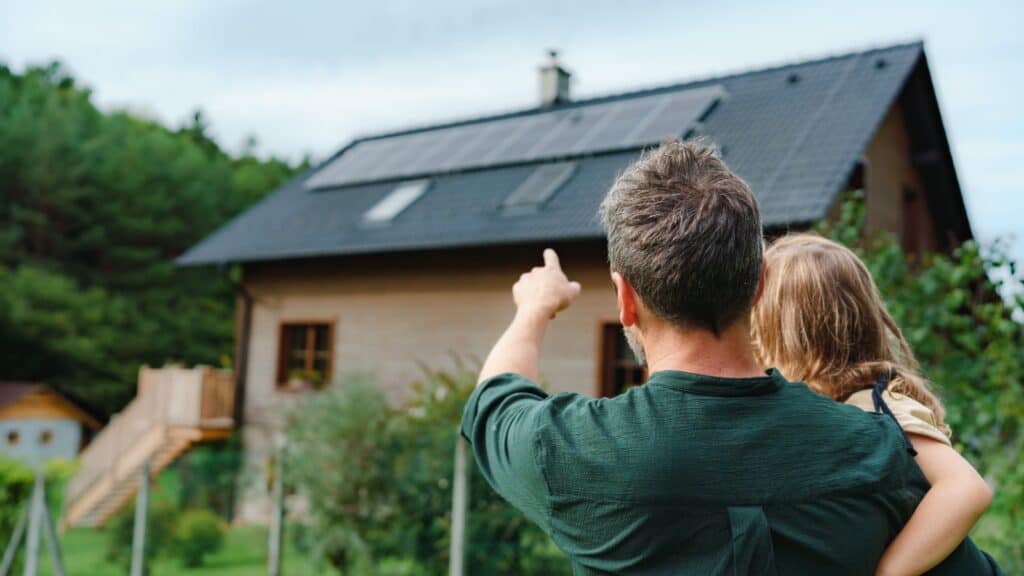 Solar panels on house.