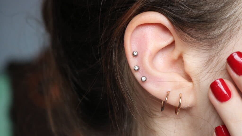 earrings in ear.