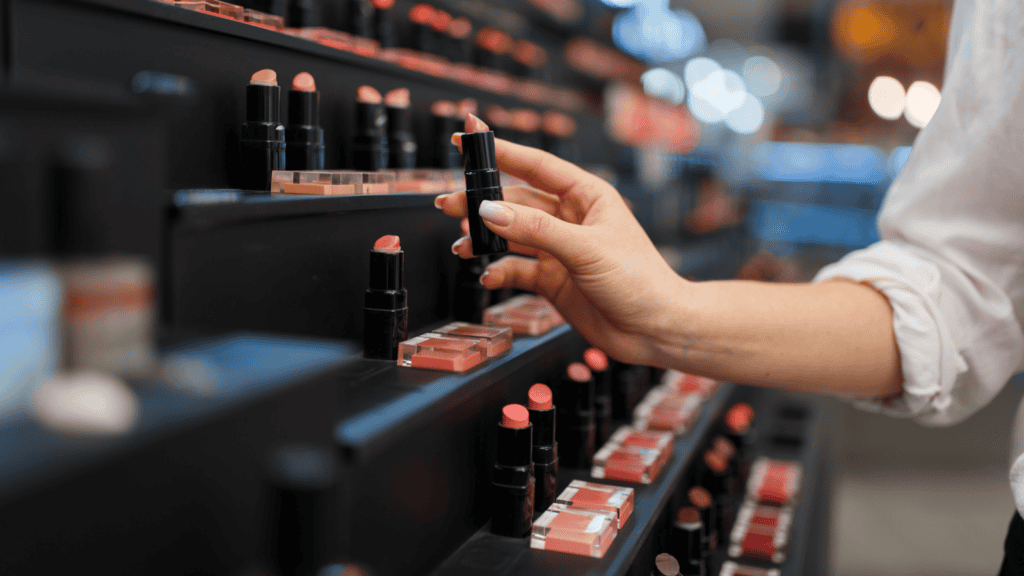 woman buying lipstick. 