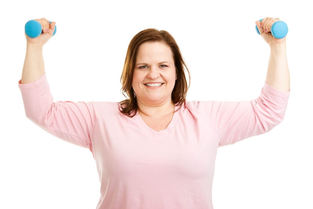 woman lifting weights. exercise.