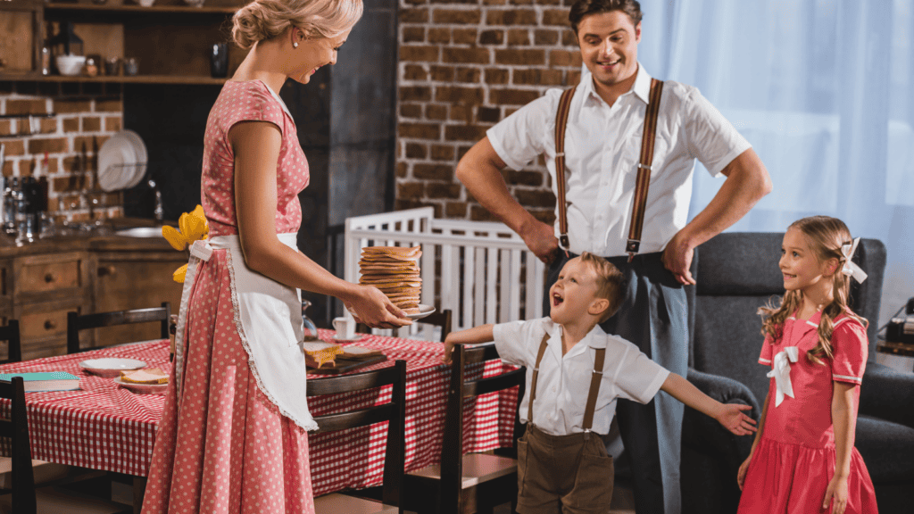 1950s family at home. 