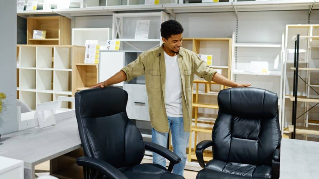 Buying and assessing office chairs.