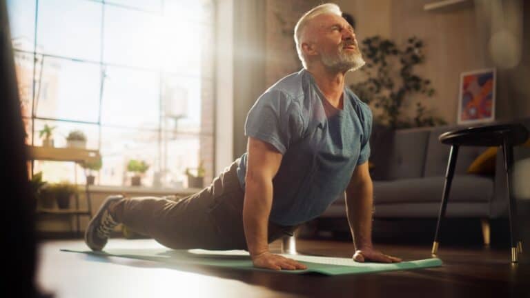 Man exercising. Yoga.