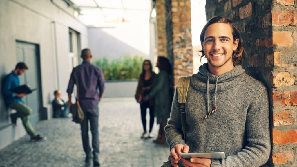 Student with tablet. 