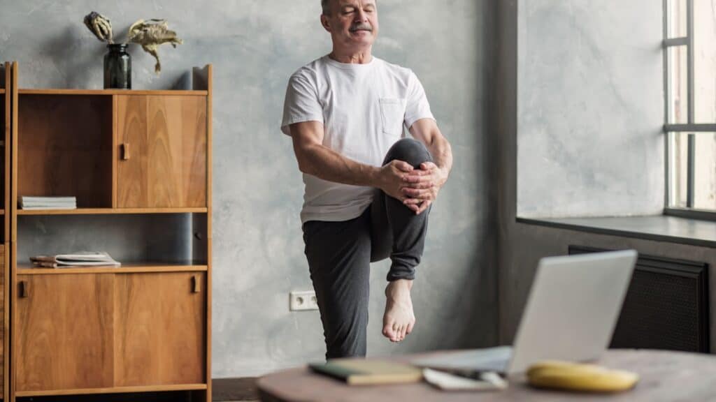 Yoga. man exercising.