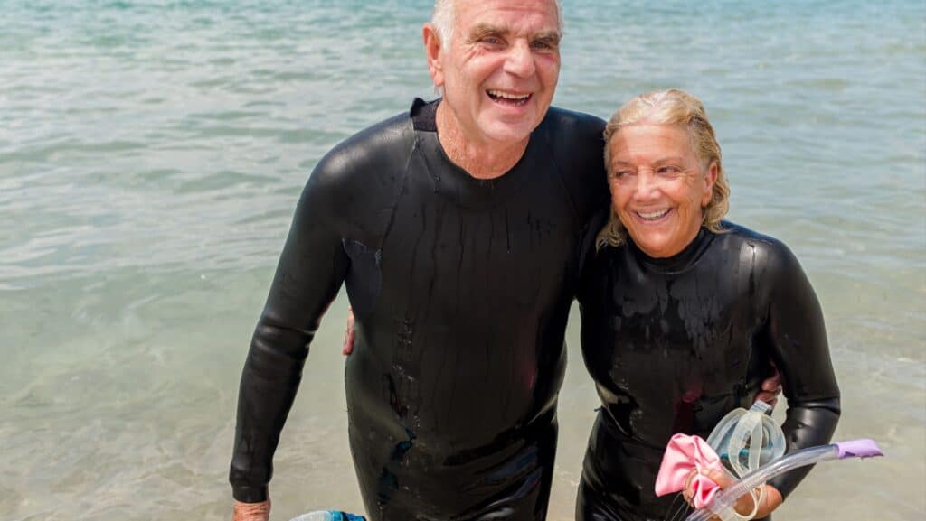 couple snorkeling.