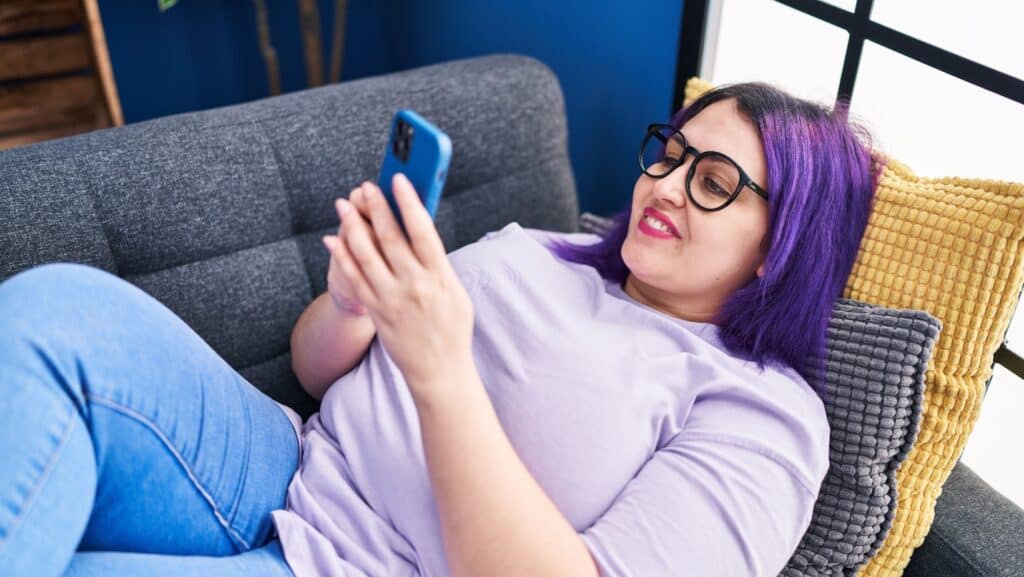 fat woman on phone. 