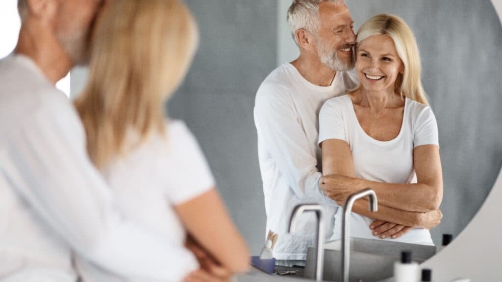 older couple in bathroom.