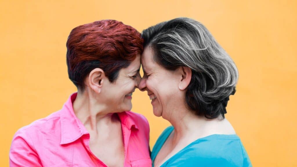 older senior lesbian couple. 