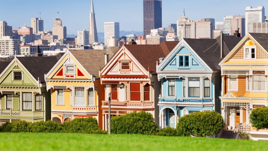 painted ladies. colorful houses. 