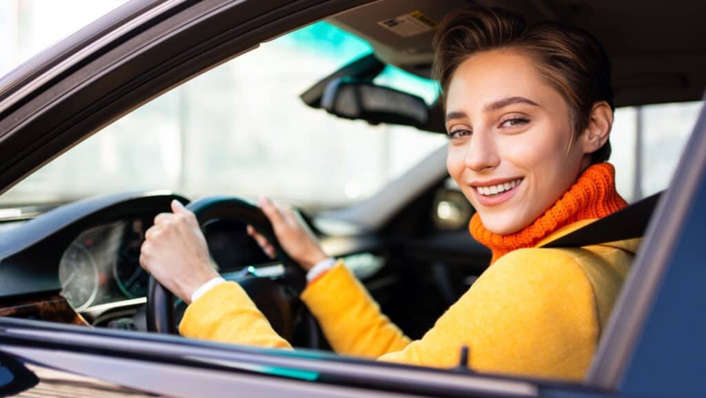 woman in car. 