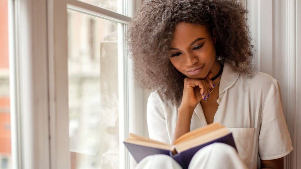 woman reading.