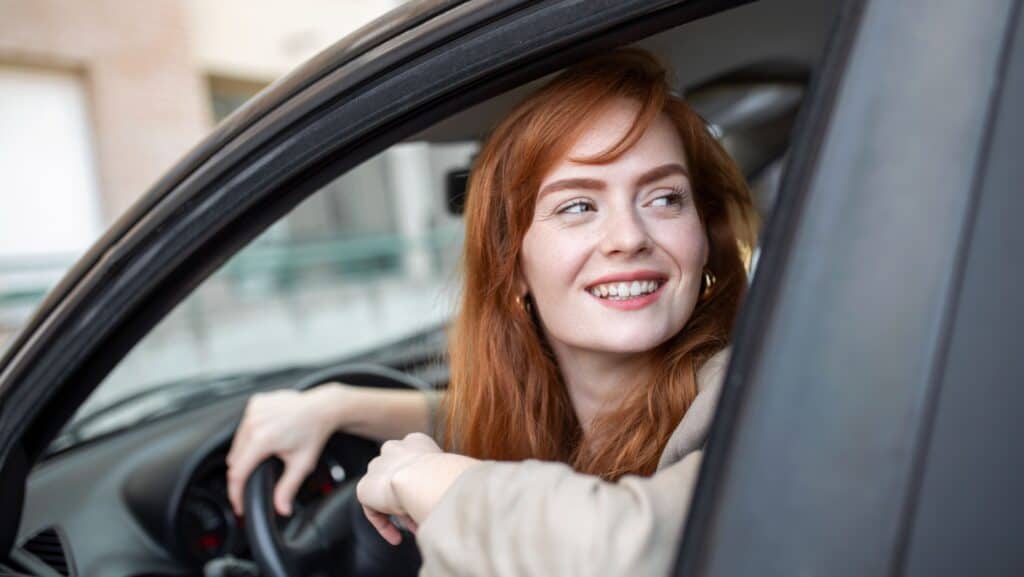 woman driving. 