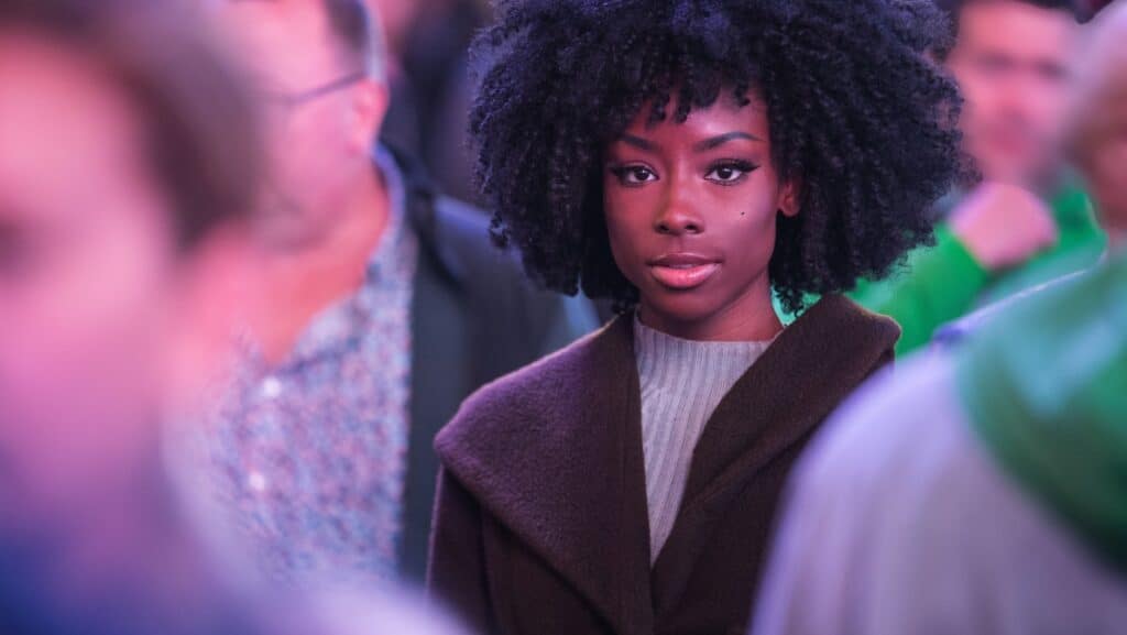 woman in crowd. 