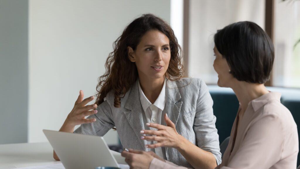 woman speaking. 